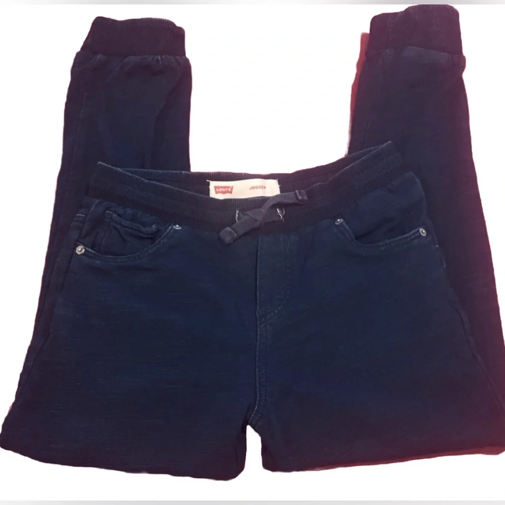 Levi’s Denim Jogger Jeans Girls Medium 10-12 Dark Wash Pull On Stretch Soft Y2K